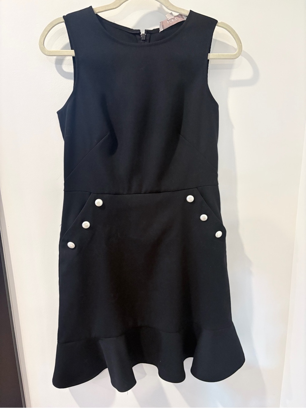 Loft Classic Black Sleeveless Dress with Pearl Button Detail size 2